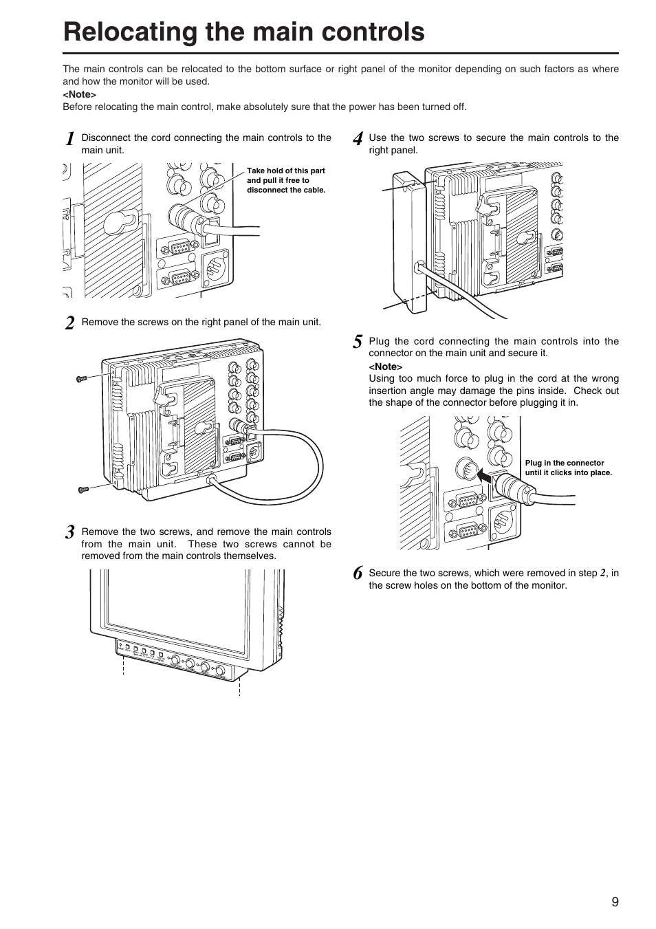 Relocating the main controls | Panasonic BT-LH900A User Manual | Page 9 / 32