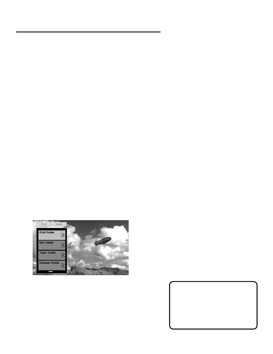 Tuning to a program, Selecting a program guide from the main menu, Program guides | Scrolling page by page | Panasonic TU-IRD20 User Manual | Page 12 / 68