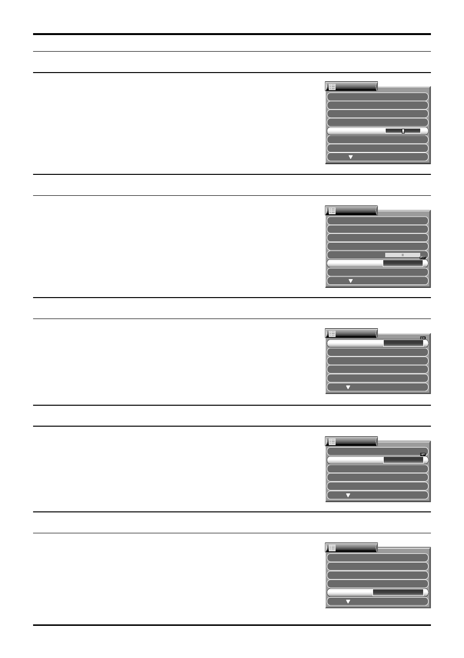 Ch colour set, Language, Picture shift | Child lock, Vcr/game, Setup adjustment | Panasonic TC-43P250H User Manual | Page 35 / 44