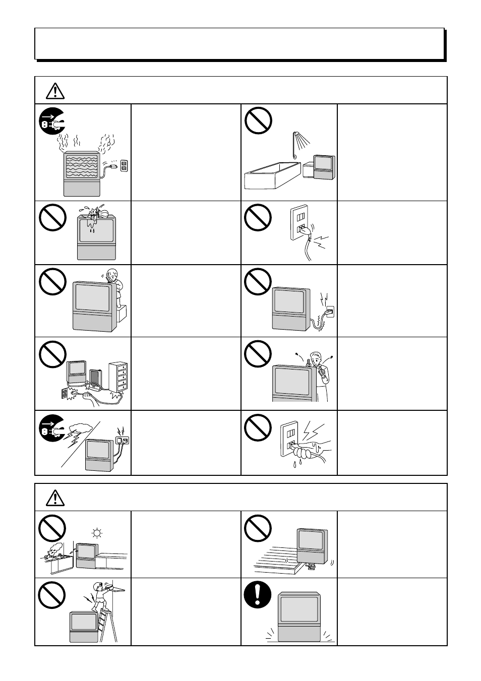 Warnings and cautions, Warnings, Cautions | Panasonic TC-43P250H User Manual | Page 4 / 44