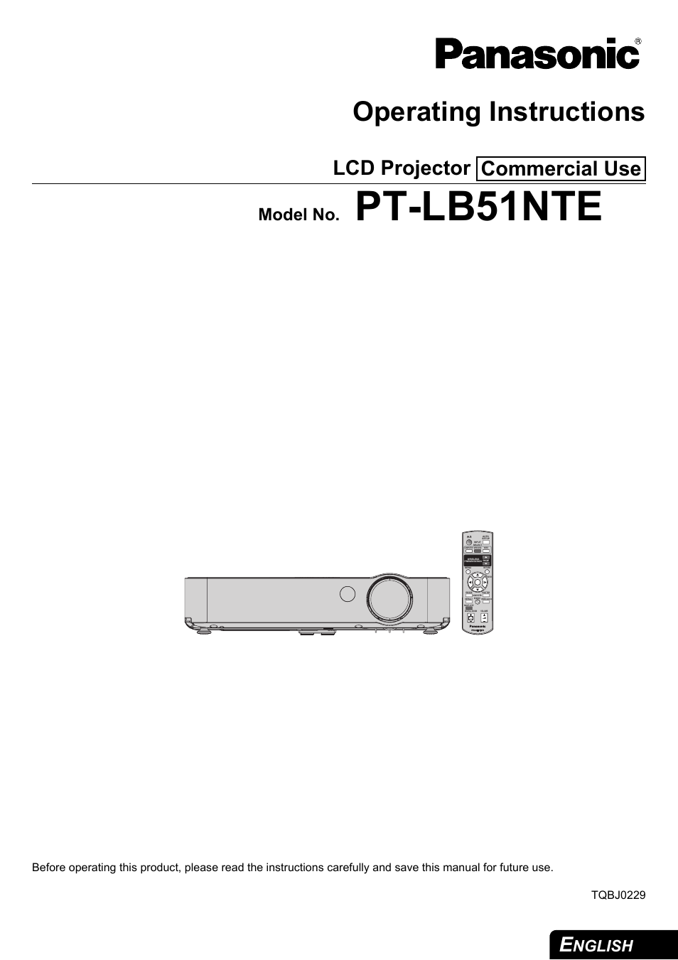 Panasonic PT-LB51NTE User Manual | 56 pages