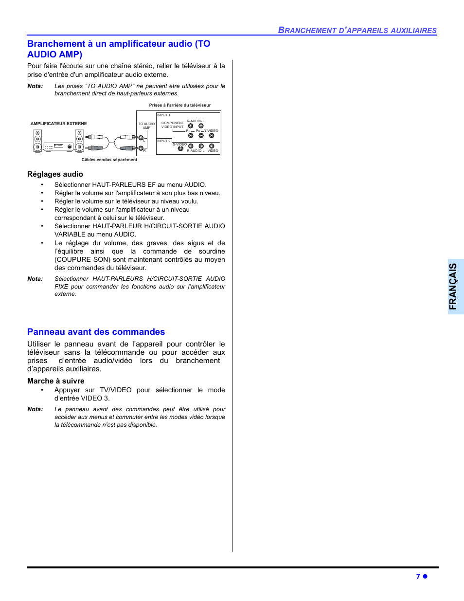 Françai s, Panneau avant des commandes | Panasonic CT-32E14 User Manual | Page 55 / 80
