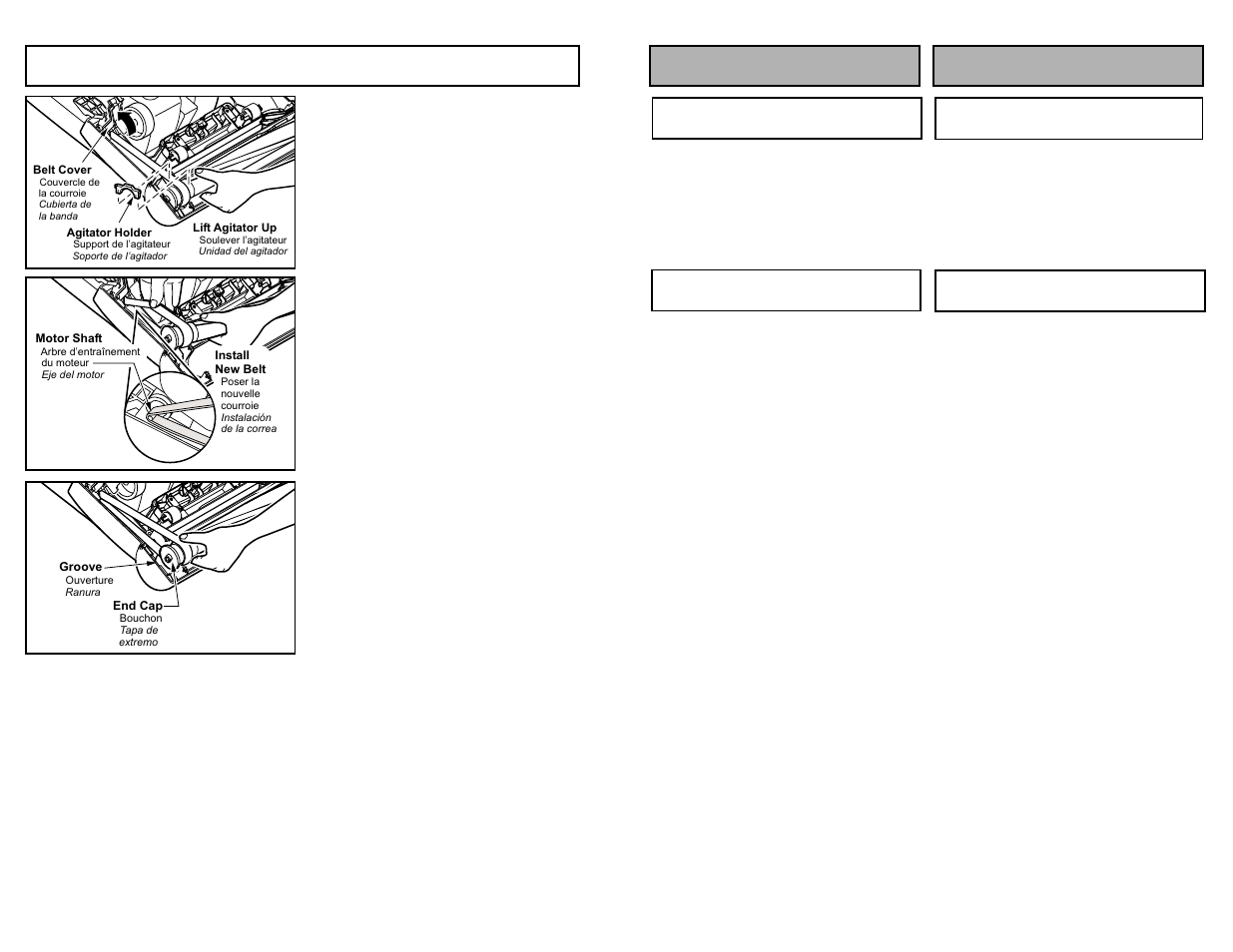 Replacing belt, Características caractéristiques | Panasonic MC-V5210 User Manual | Page 30 / 48