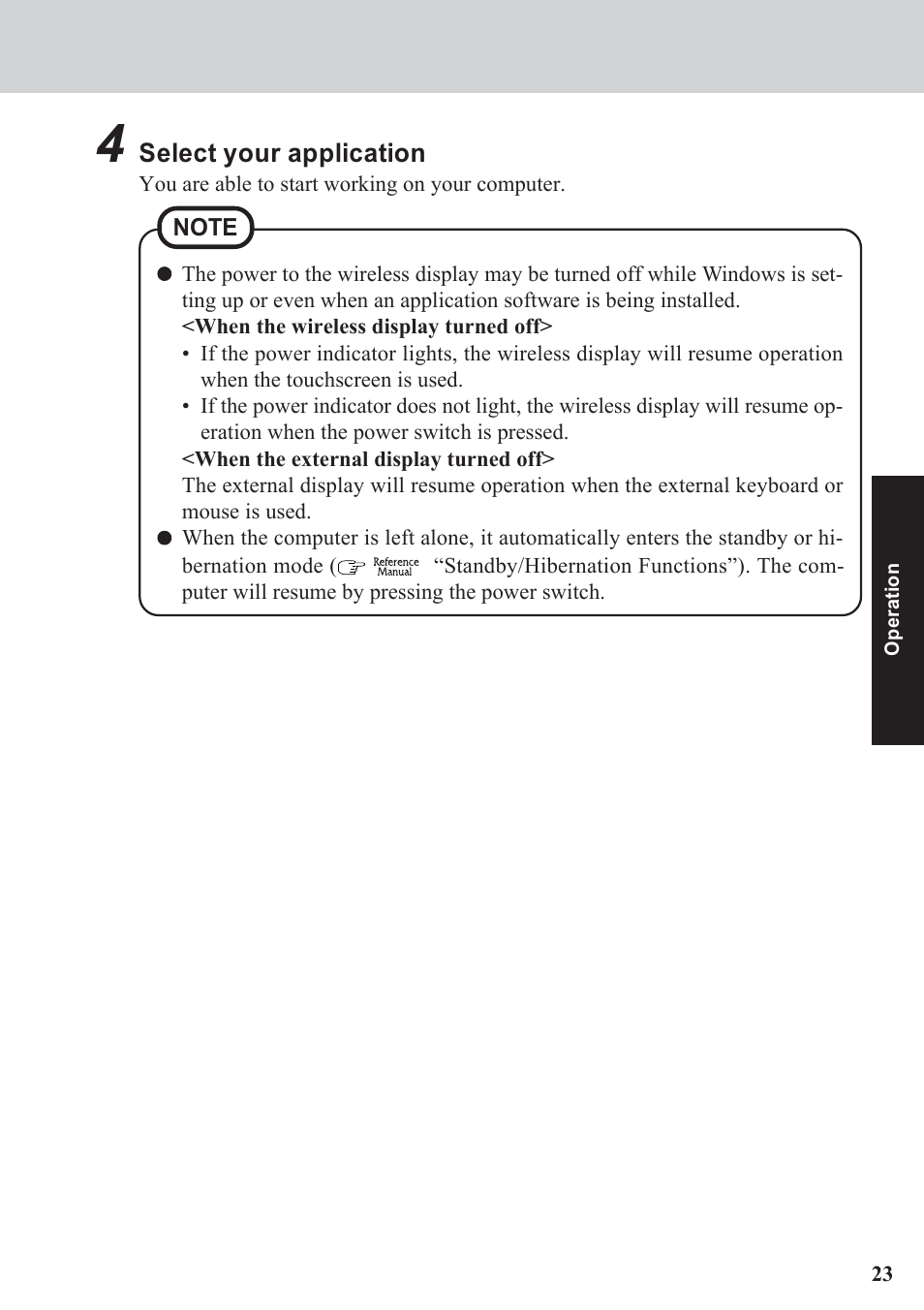 Select your application | Panasonic CF-07 Series User Manual | Page 23 / 52