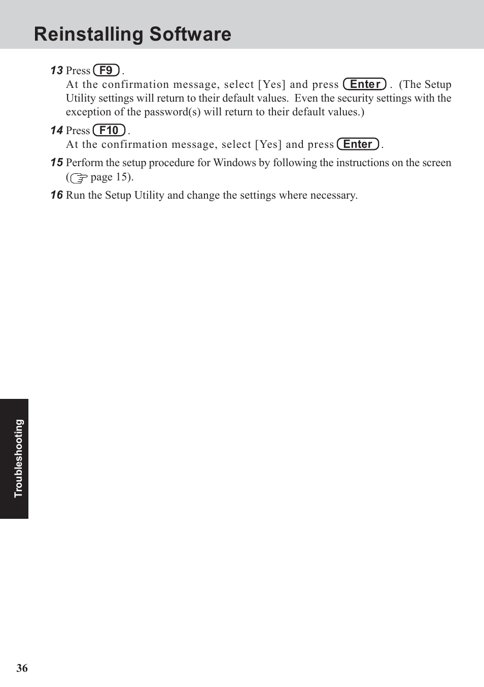 Reinstalling software | Panasonic CF-07 Series User Manual | Page 36 / 52