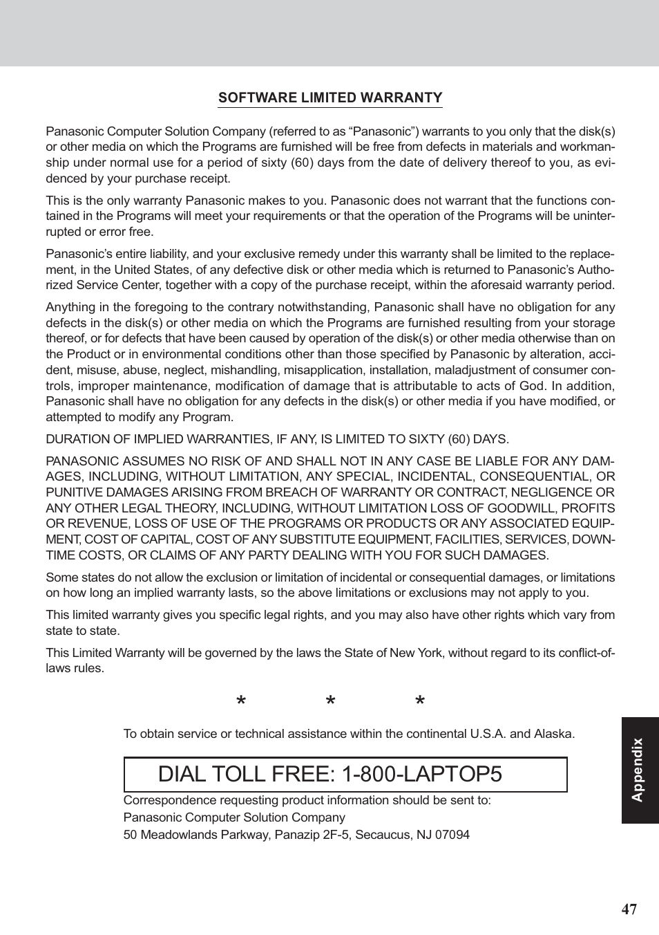 Panasonic CF-07 Series User Manual | Page 47 / 52