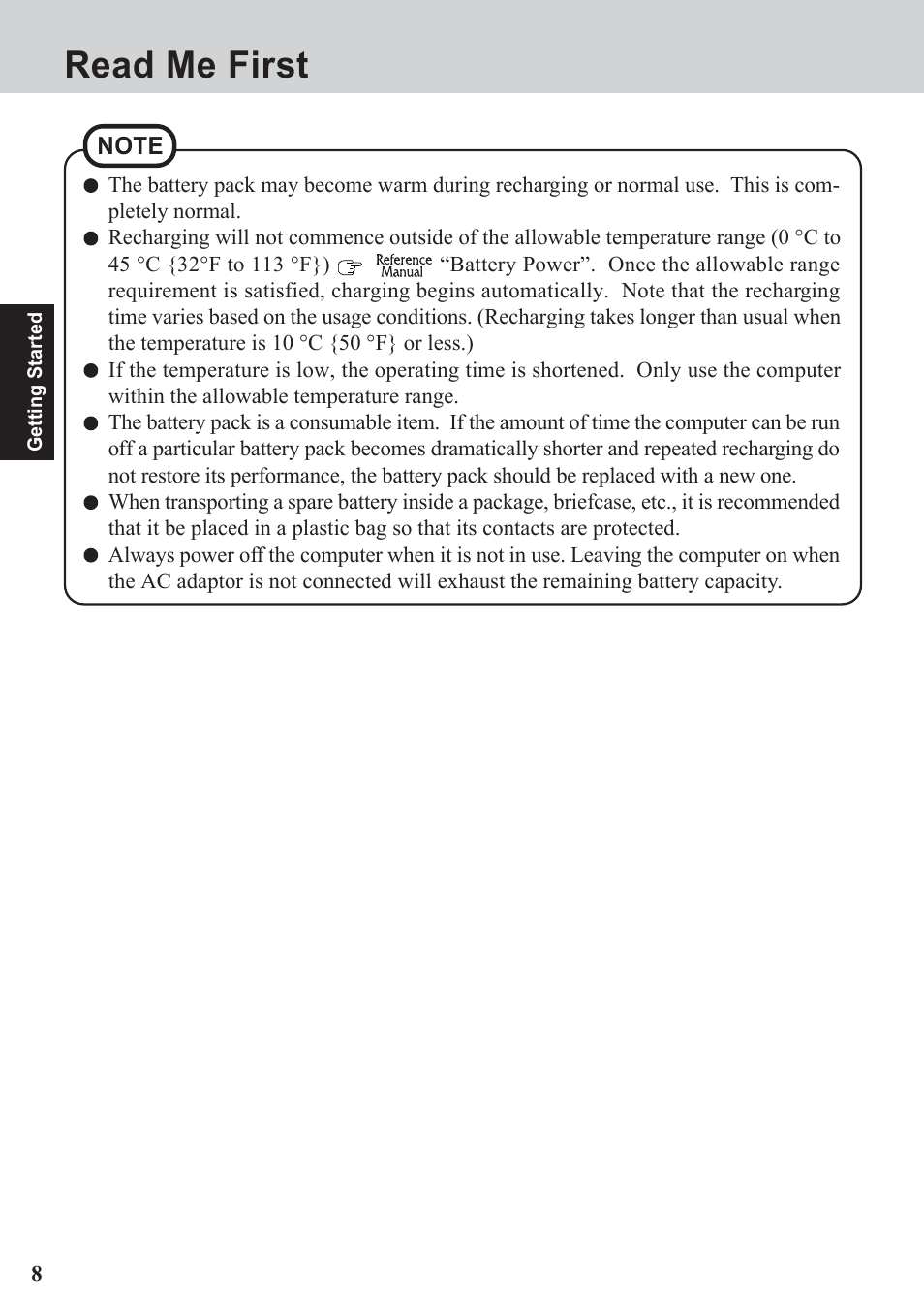 Read me first | Panasonic CF-07 Series User Manual | Page 8 / 52