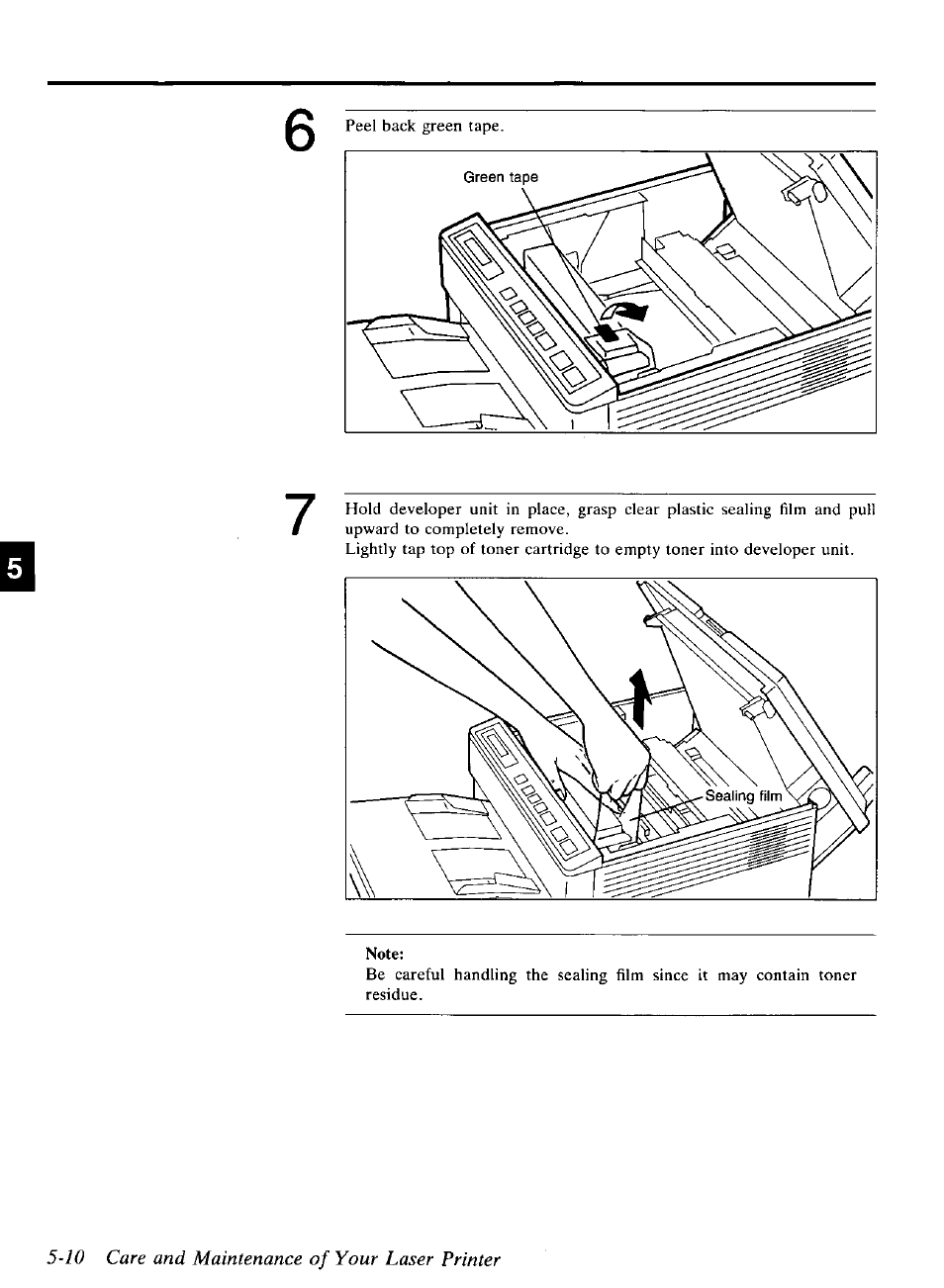 5‘10 care and maintenance of your laser printer | Panasonic KX-P4440 User Manual | Page 104 / 152