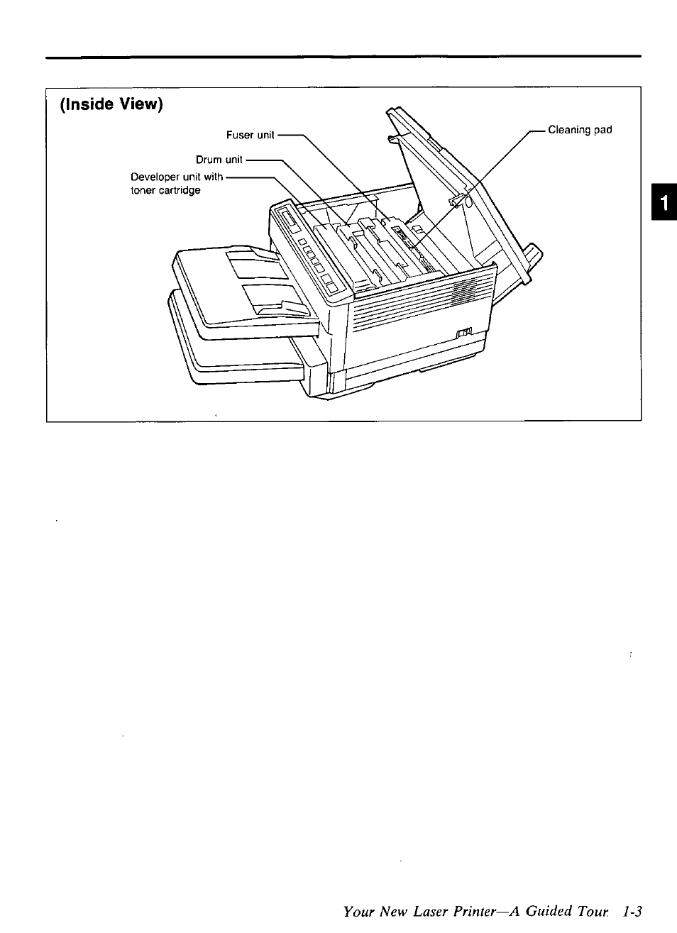 Your new laser printer—a guided tour. 1~3 | Panasonic KX-P4440 User Manual | Page 11 / 152