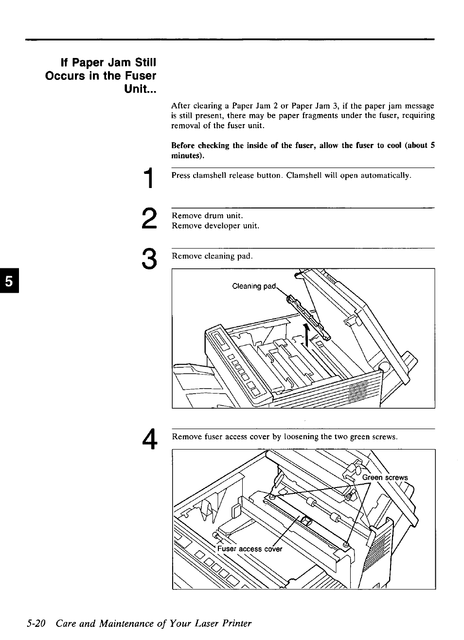 20 care and maintenance of your laser printer | Panasonic KX-P4440 User Manual | Page 114 / 152