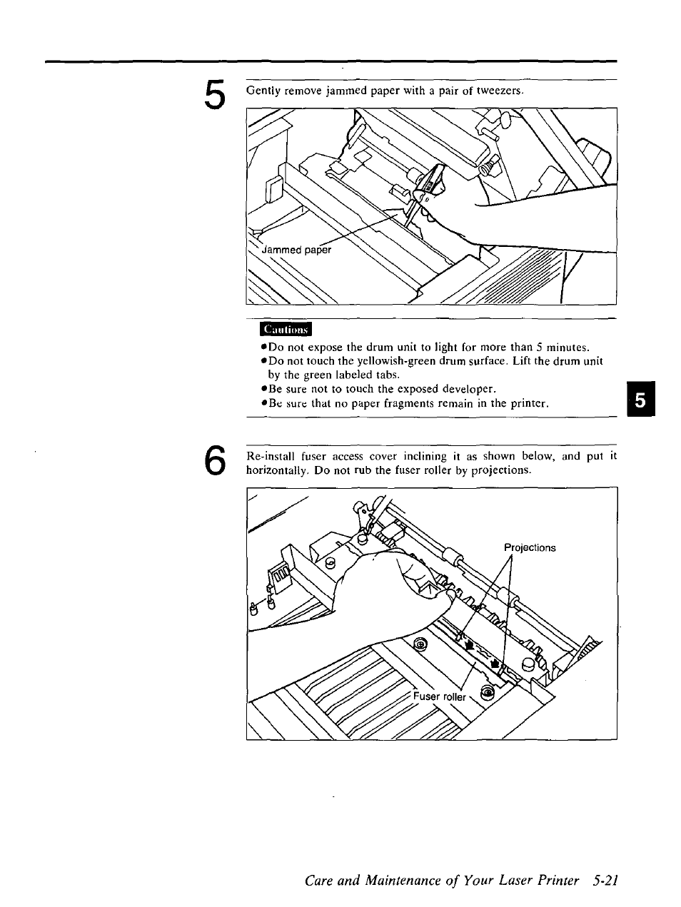 Care and maintenance of your laser printer 5-21 | Panasonic KX-P4440 User Manual | Page 115 / 152