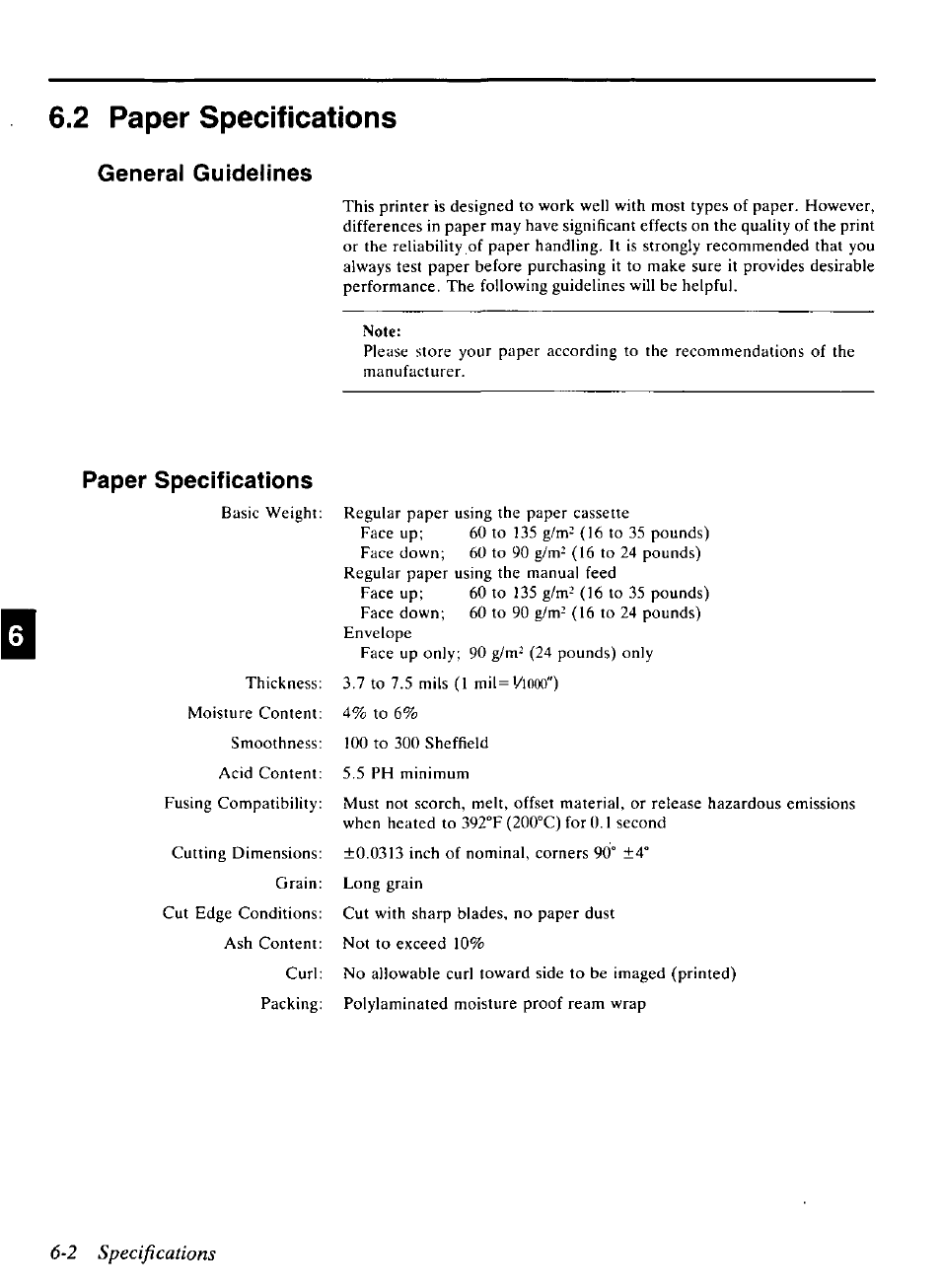 2 specifications, 2 paper specifications, General guidelines | Paper specifications | Panasonic KX-P4440 User Manual | Page 130 / 152