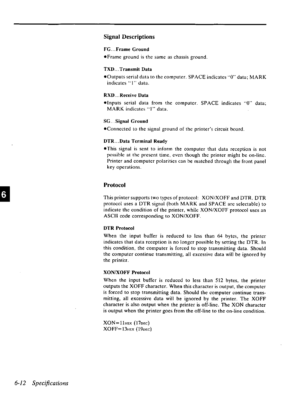 72 specifications, Signal descriptions, Protocol | Panasonic KX-P4440 User Manual | Page 140 / 152