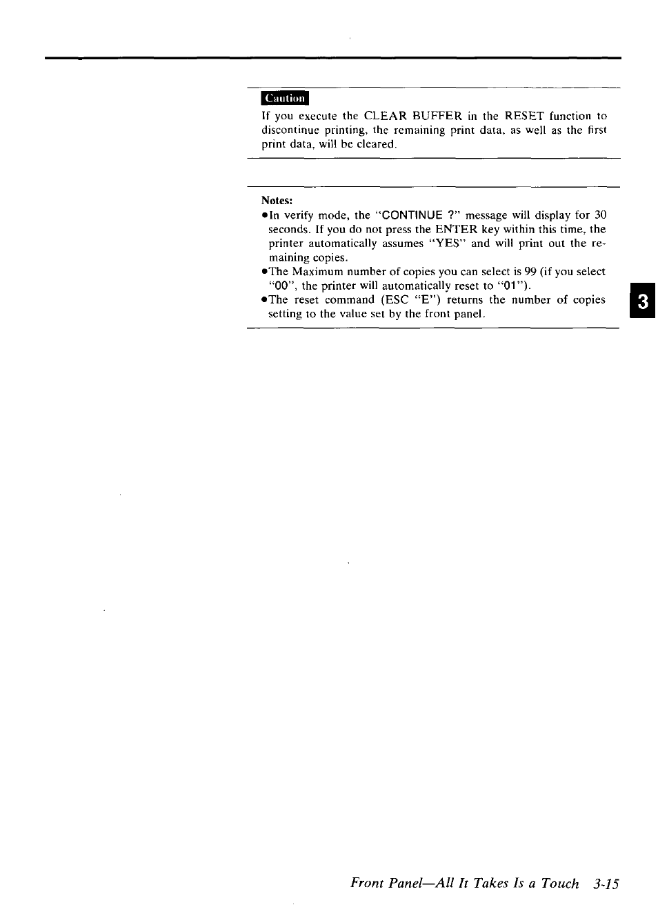 Front panel—all it takes is a touch 3-15 | Panasonic KX-P4440 User Manual | Page 59 / 152