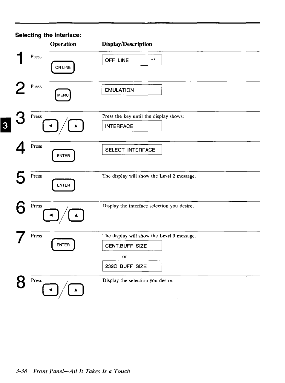 38 front panel—all it takes is a touch | Panasonic KX-P4440 User Manual | Page 82 / 152