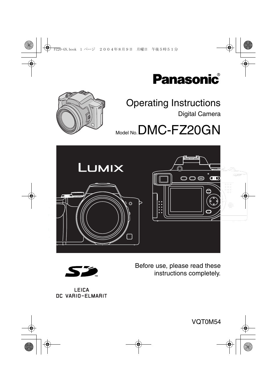 Panasonic DMC-FZ20GN User Manual | 116 pages