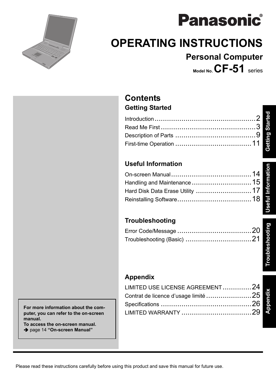 Panasonic CF-51 User Manual | 32 pages