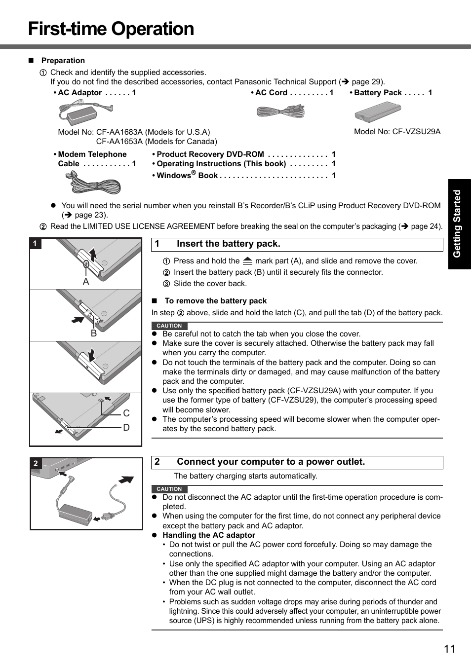 First-time operation | Panasonic CF-51 User Manual | Page 11 / 32