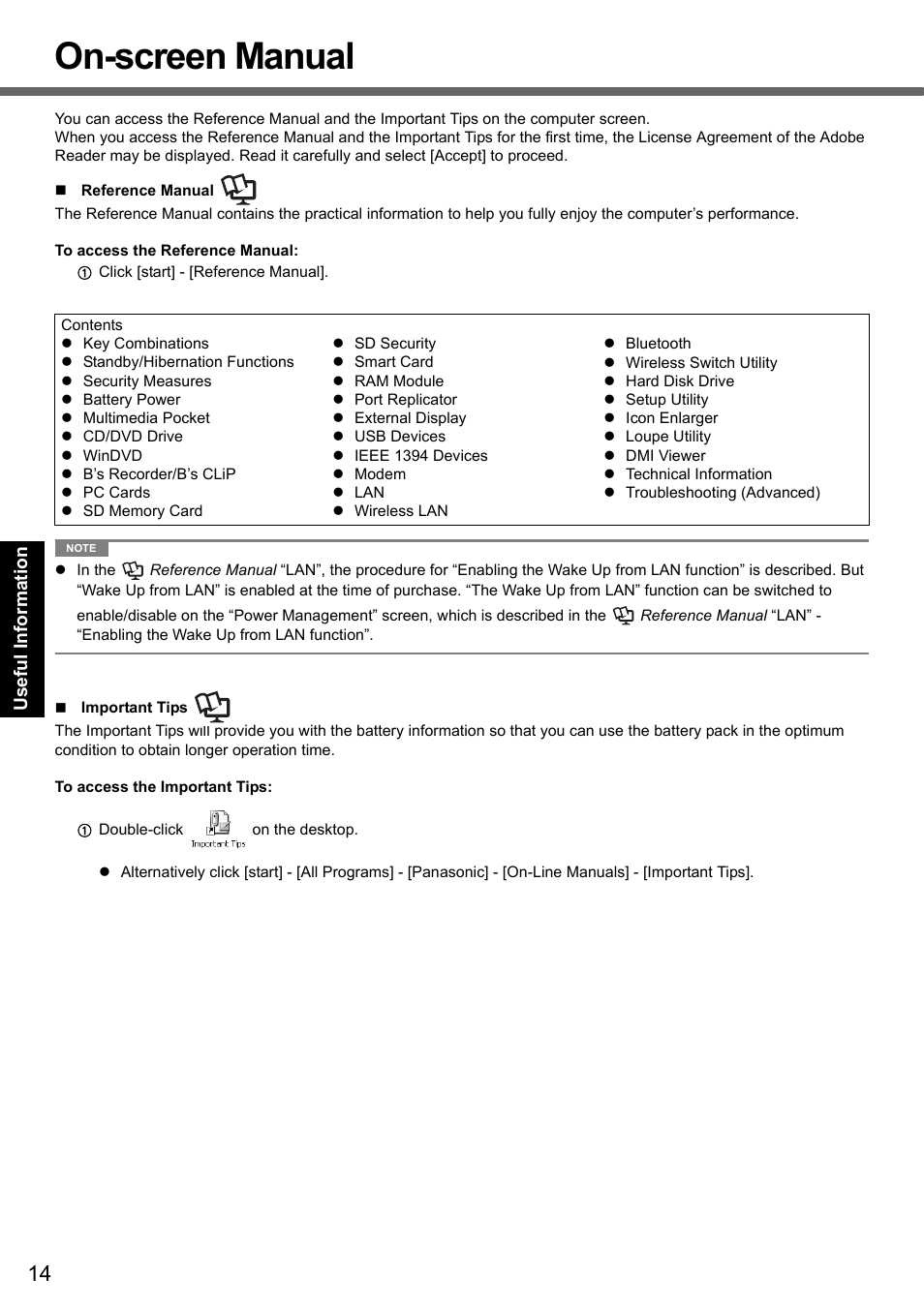 On-screen manual | Panasonic CF-51 User Manual | Page 14 / 32