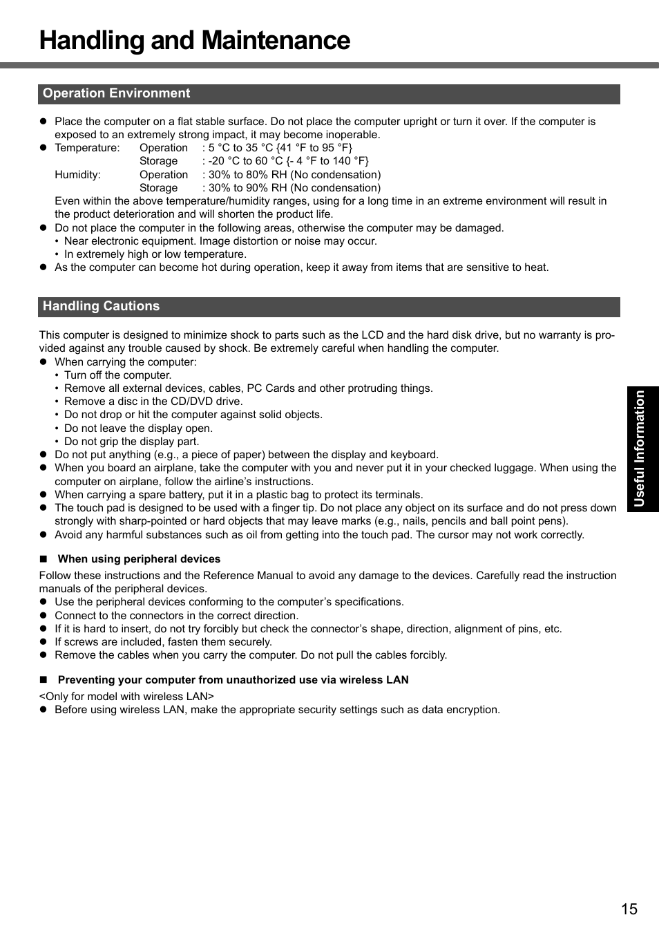Handling and maintenance | Panasonic CF-51 User Manual | Page 15 / 32