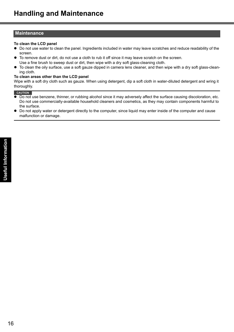 Handling and maintenance | Panasonic CF-51 User Manual | Page 16 / 32