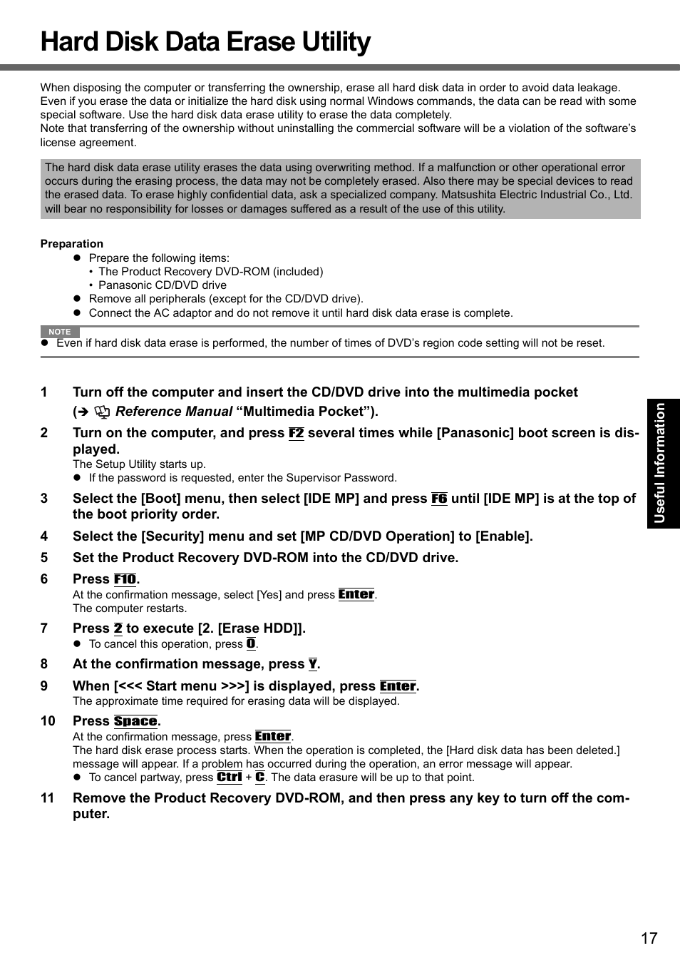 Hard disk data erase utility | Panasonic CF-51 User Manual | Page 17 / 32