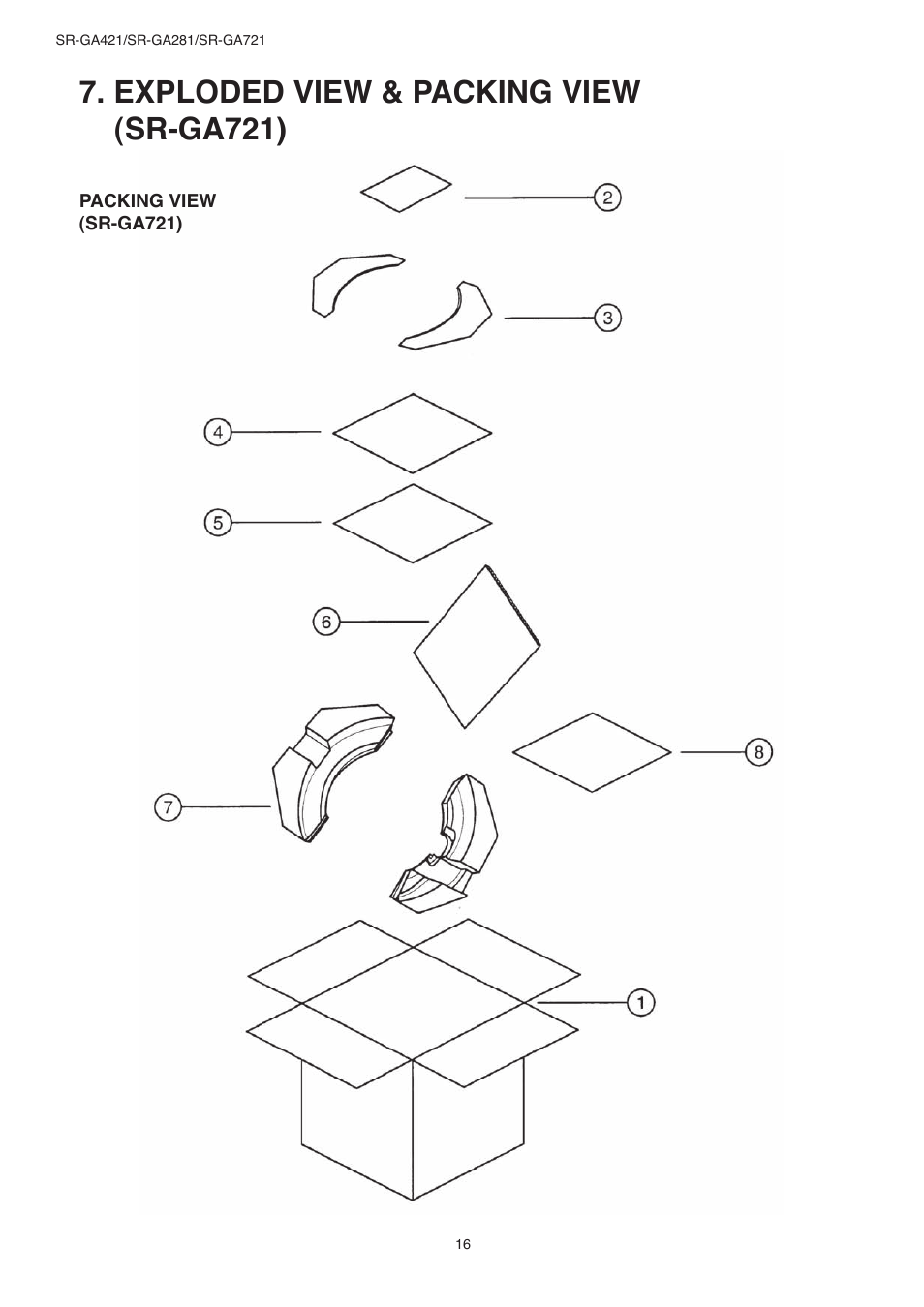 Exploded view & packing view (sr-ga721) | Panasonic SR-GA721 User Manual | Page 16 / 18