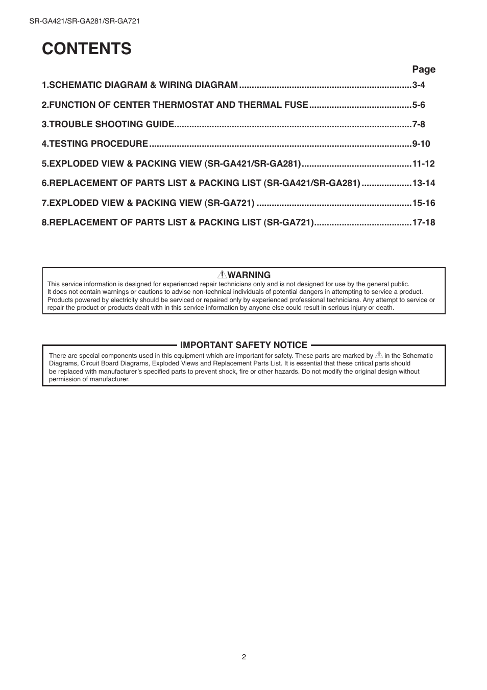 Panasonic SR-GA721 User Manual | Page 2 / 18