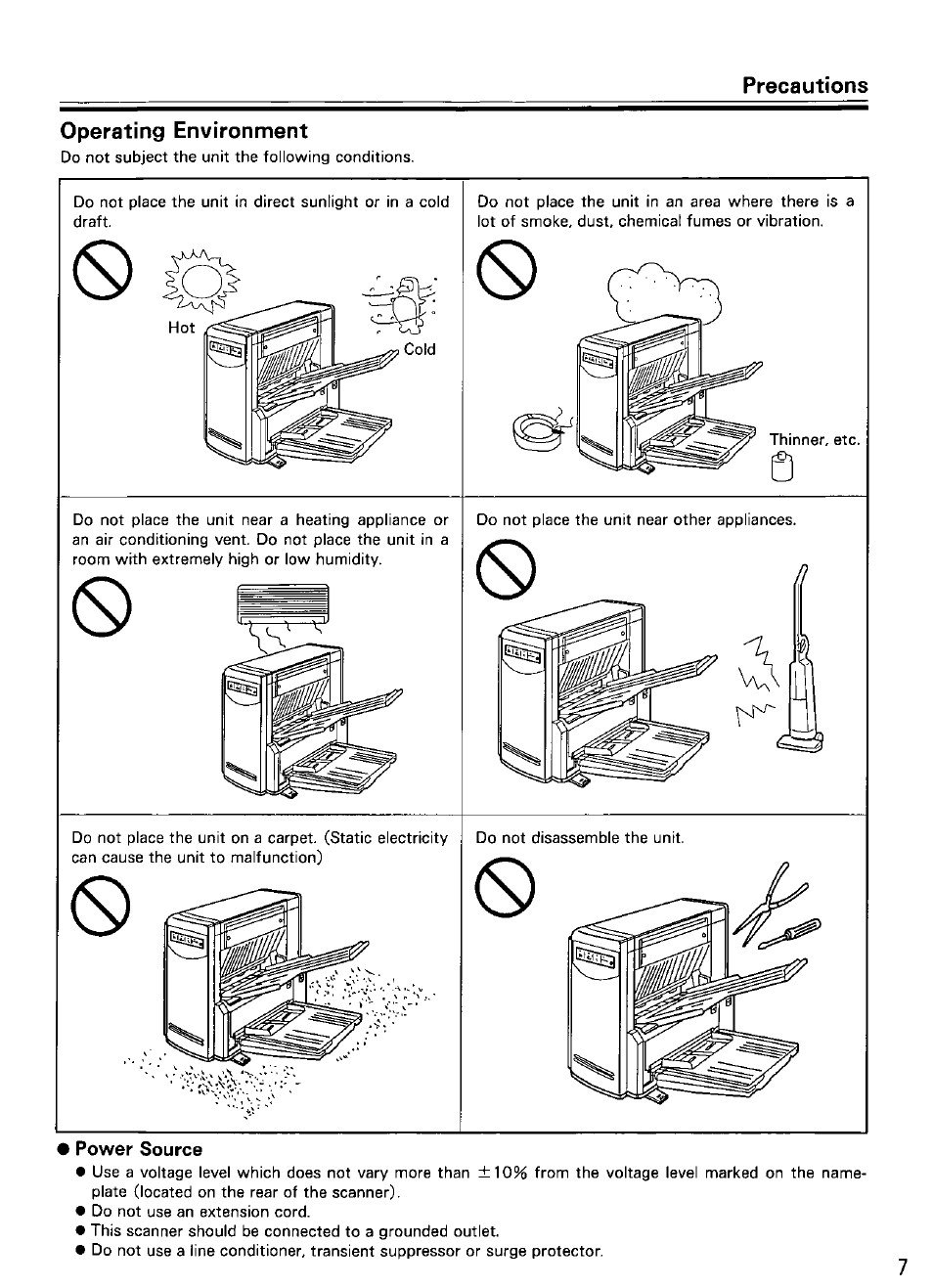 Operating environment, Power source | Panasonic KV-SV50 User Manual | Page 7 / 20