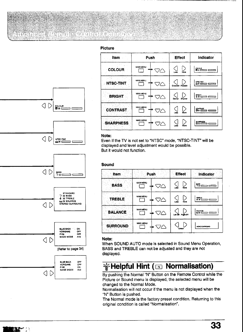 F-helpful hint ([z] normalisation) | Panasonic TC-29GA30R User Manual | Page 33 / 44