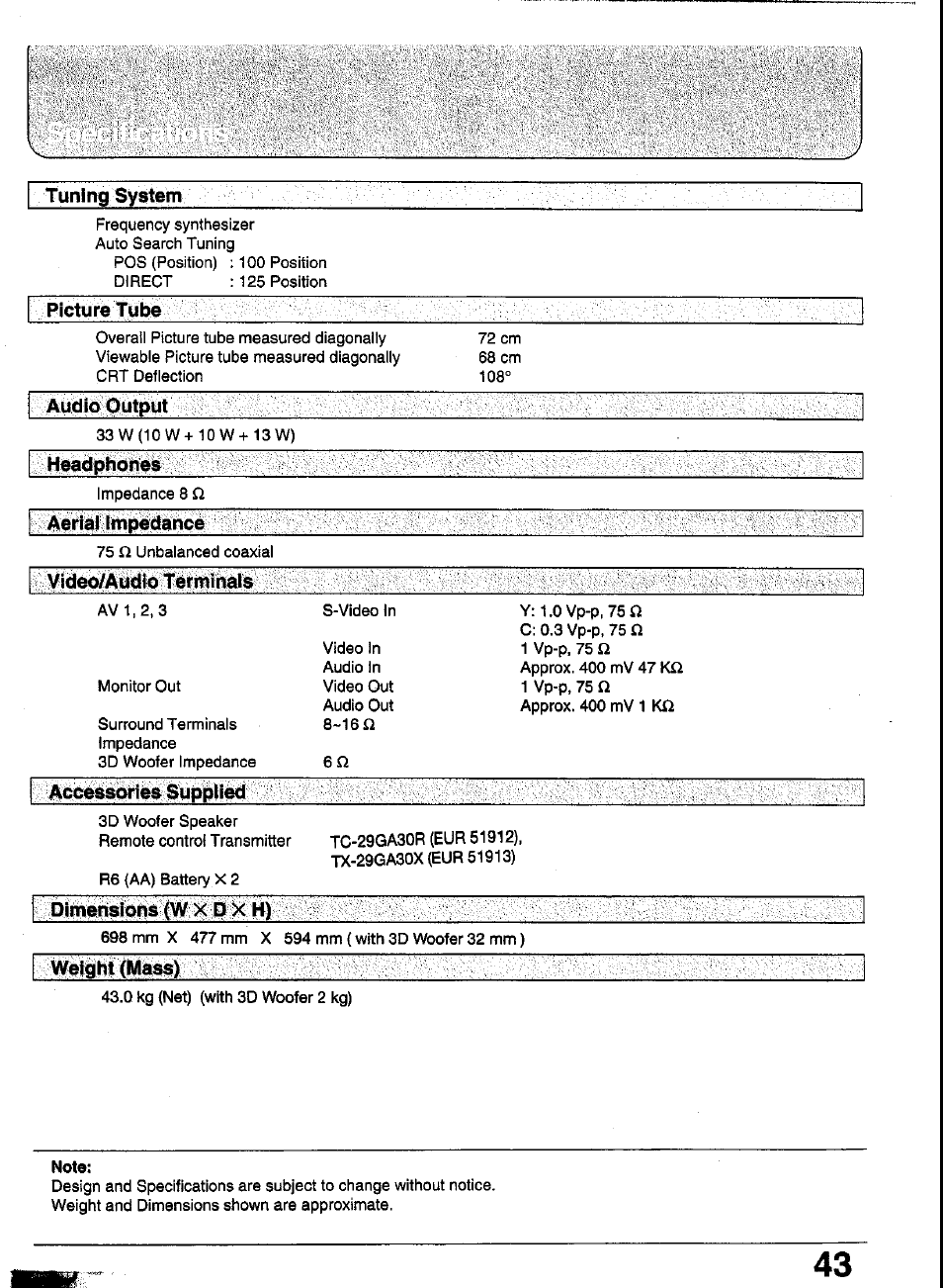 Hbadphones | Panasonic TC-29GA30R User Manual | Page 43 / 44