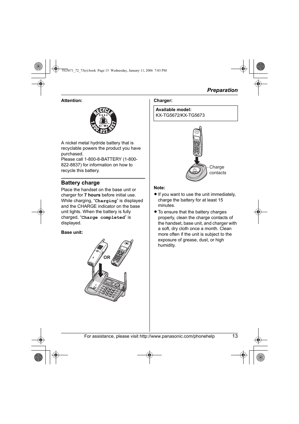 Panasonic KX-TG5671 User Manual | Page 13 / 64