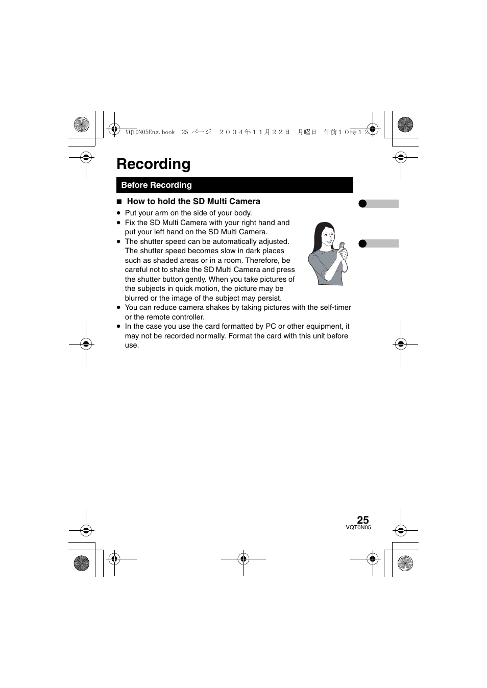 Recording | Panasonic D-SNAP SV-AS30 User Manual | Page 25 / 104