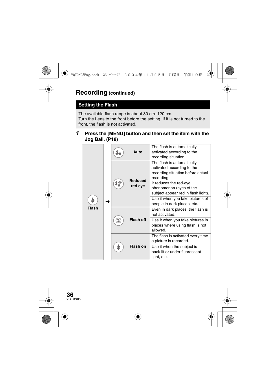 Recording | Panasonic D-SNAP SV-AS30 User Manual | Page 36 / 104