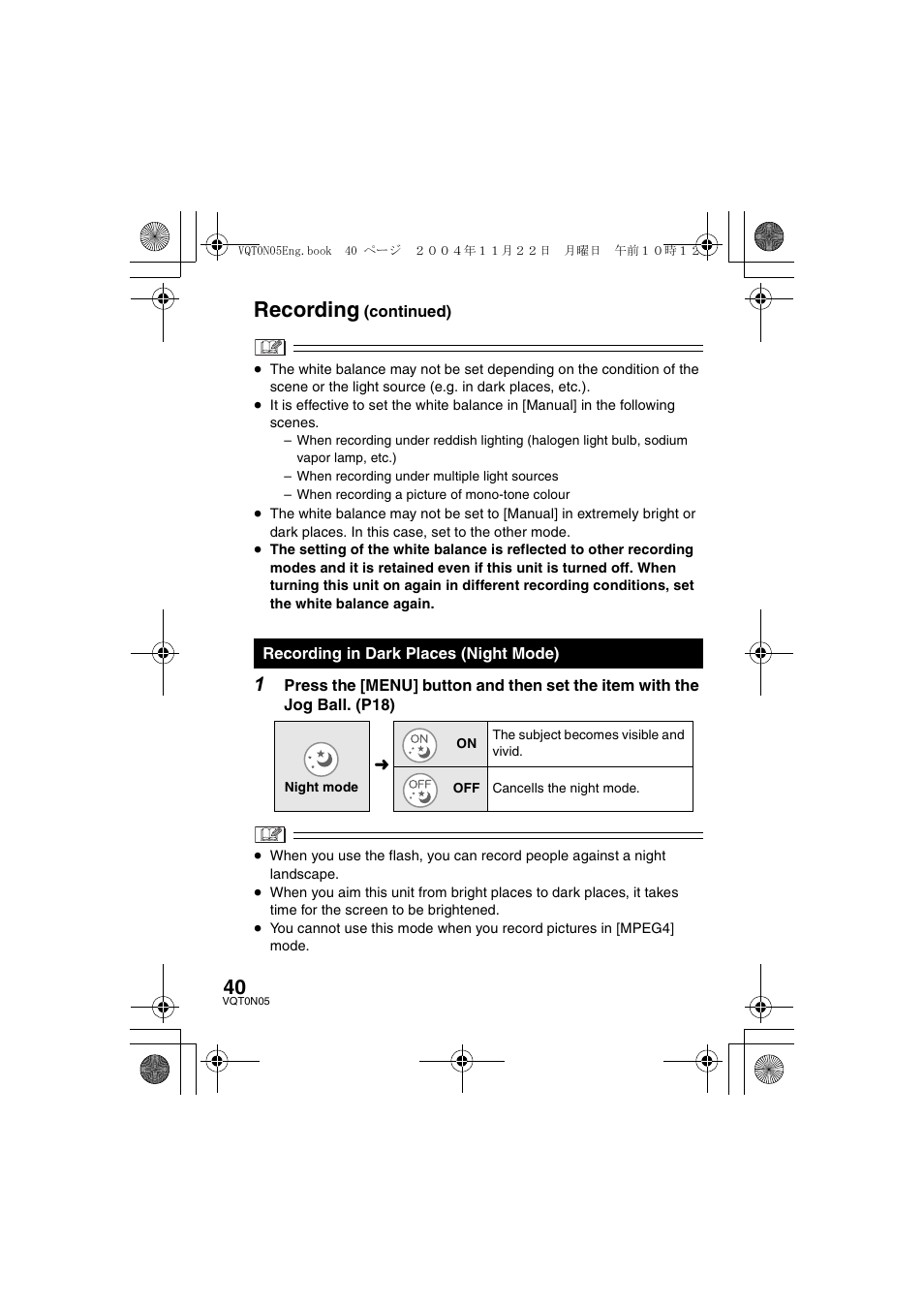 Recording | Panasonic D-SNAP SV-AS30 User Manual | Page 40 / 104