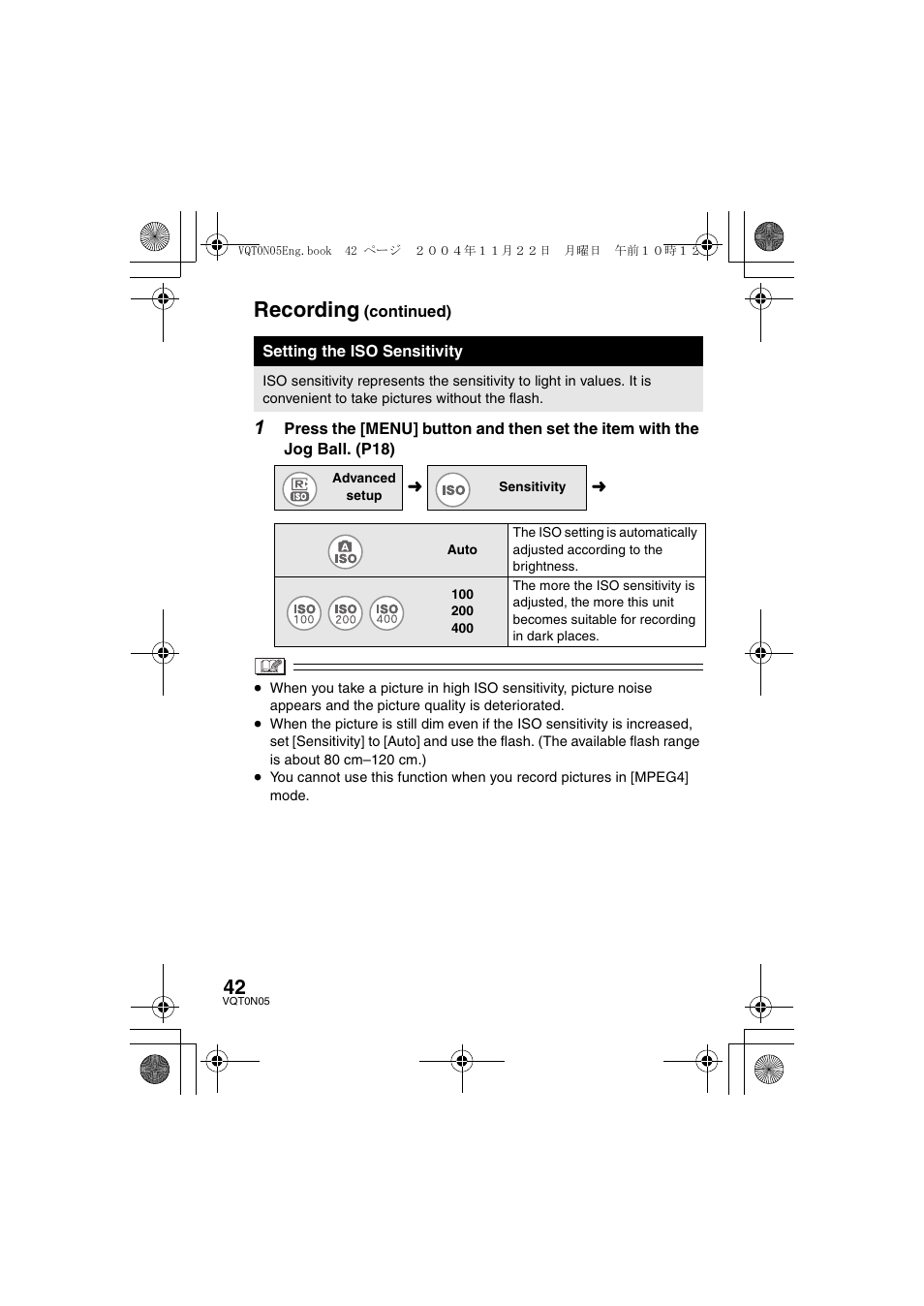 Recording | Panasonic D-SNAP SV-AS30 User Manual | Page 42 / 104