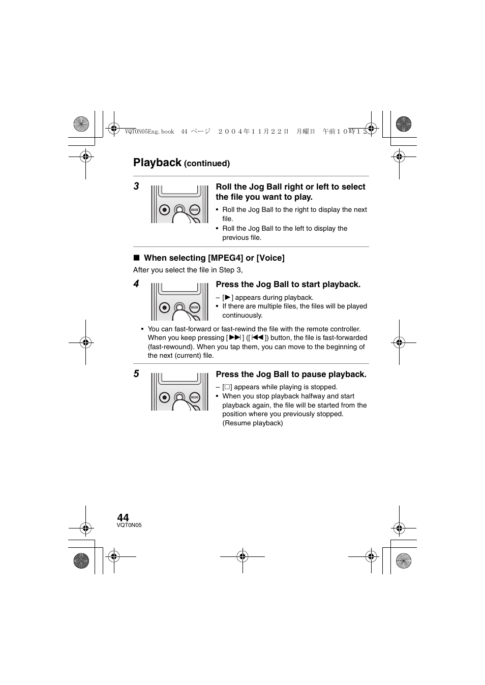 Playback | Panasonic D-SNAP SV-AS30 User Manual | Page 44 / 104