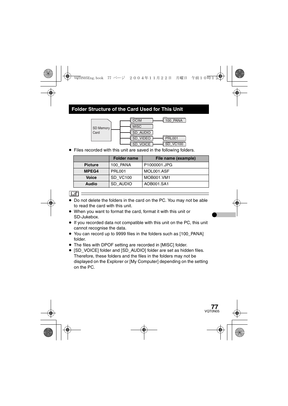 Panasonic D-SNAP SV-AS30 User Manual | Page 77 / 104