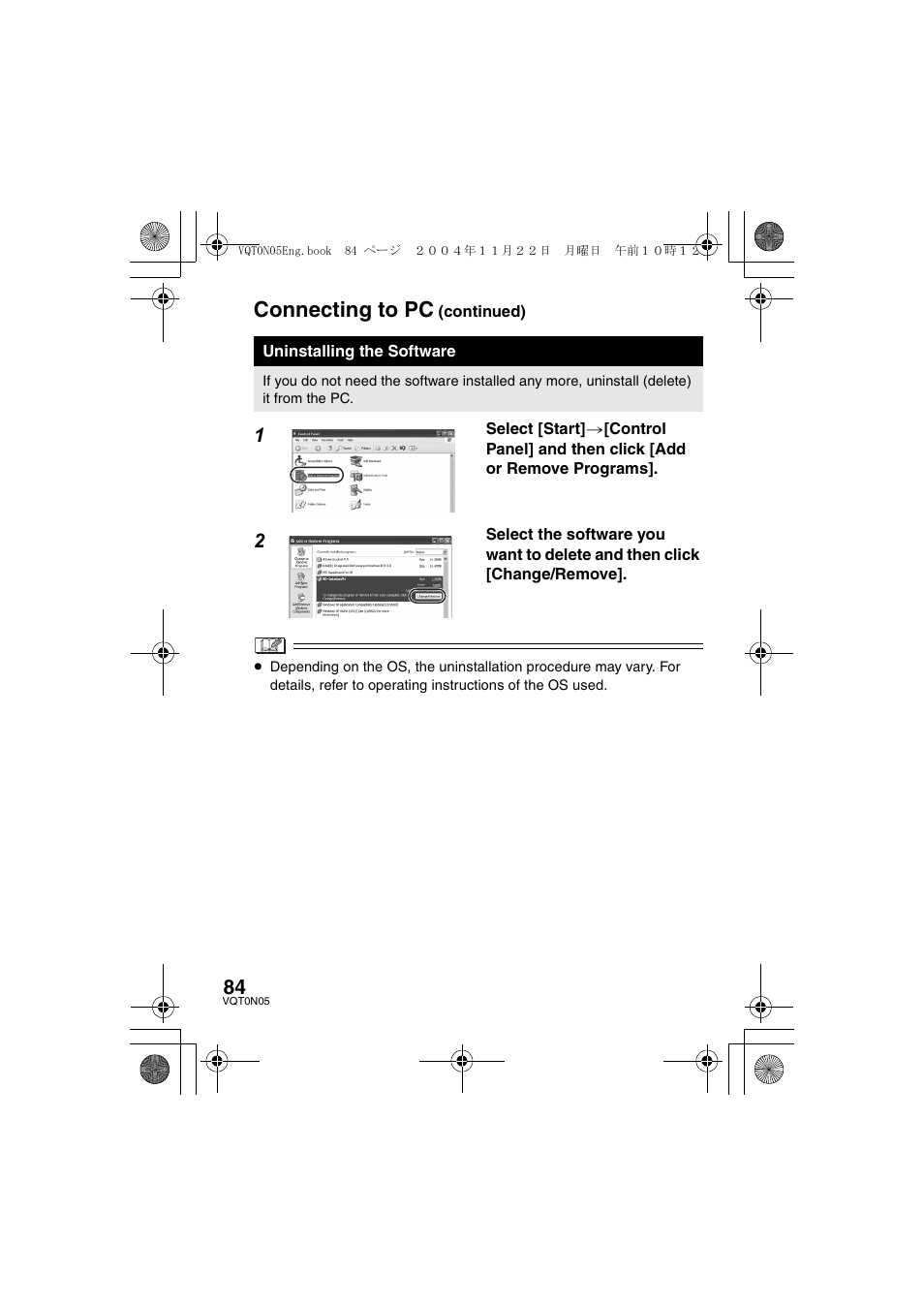 Connecting to pc | Panasonic D-SNAP SV-AS30 User Manual | Page 84 / 104