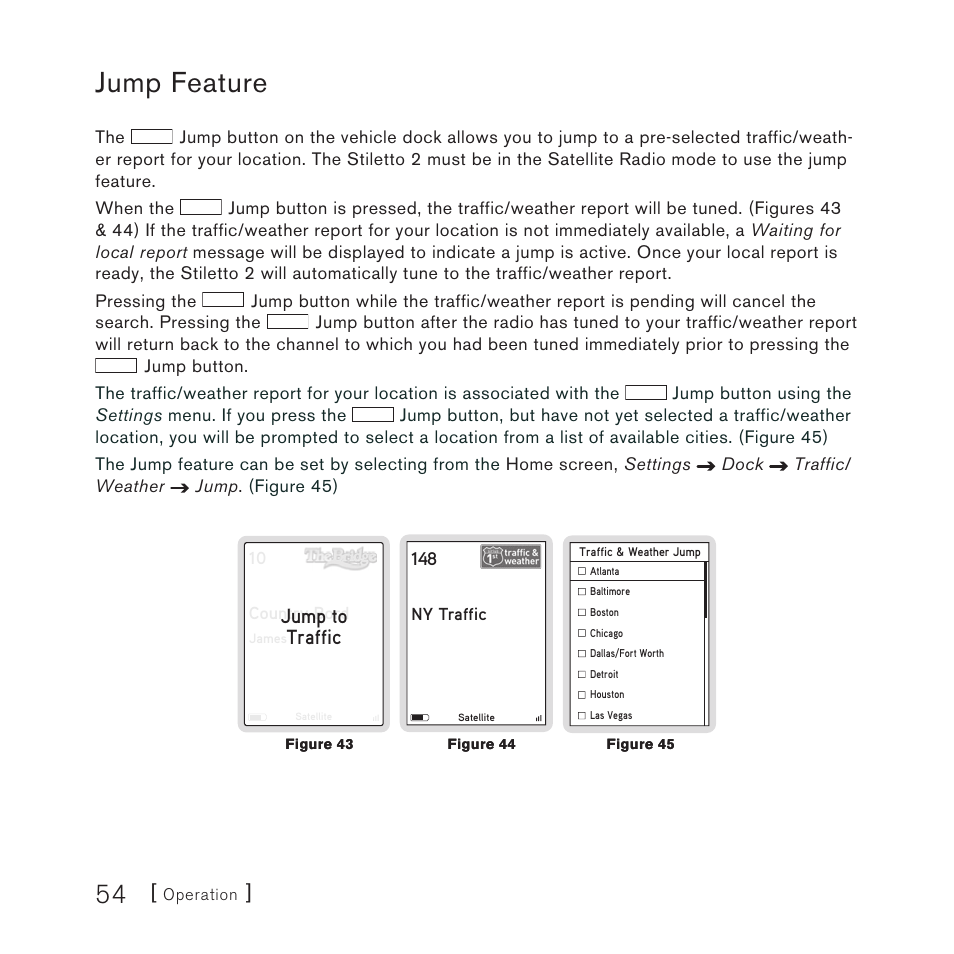 Jump feature, Jump to traffic | Panasonic SIRIUS STILETTO 2 User Manual | Page 53 / 63