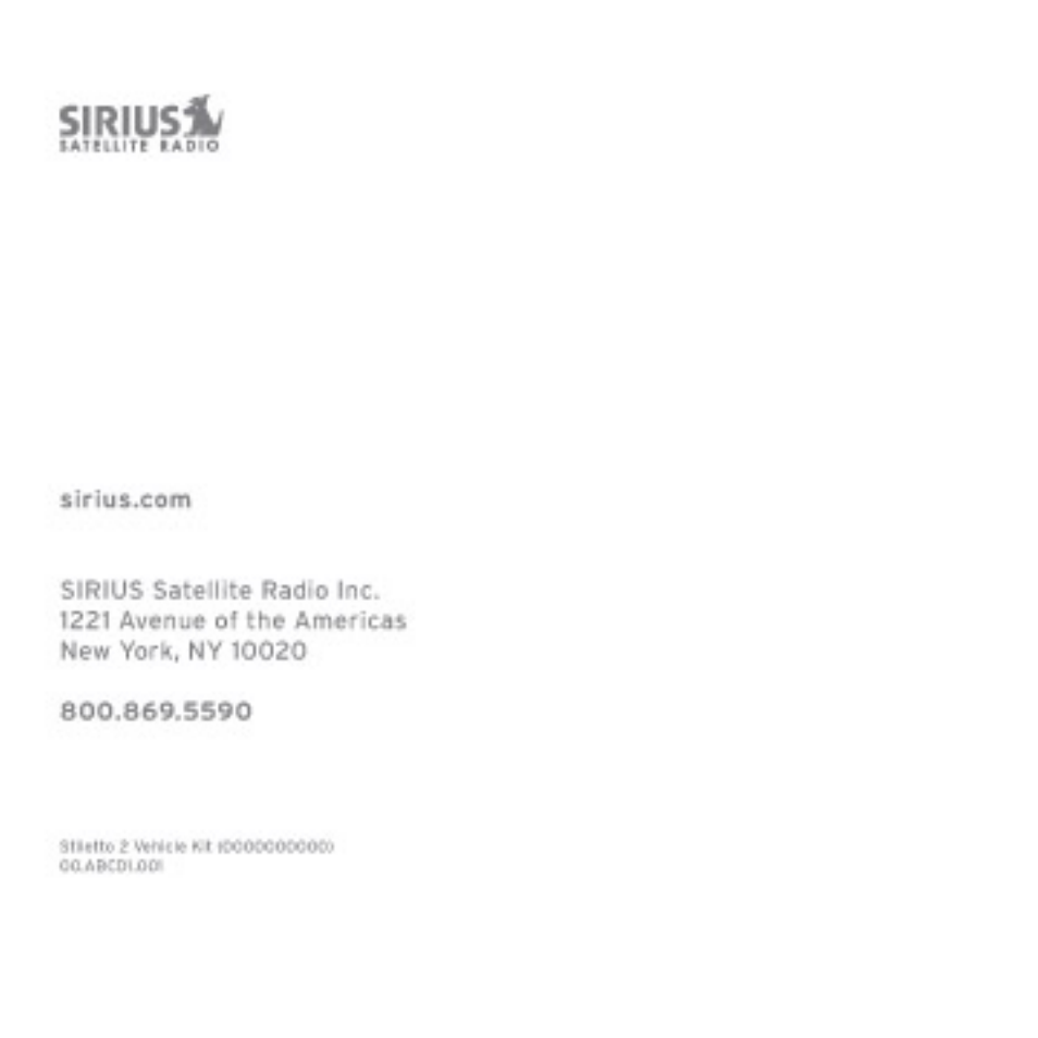 Panasonic SIRIUS STILETTO 2 User Manual | Page 63 / 63