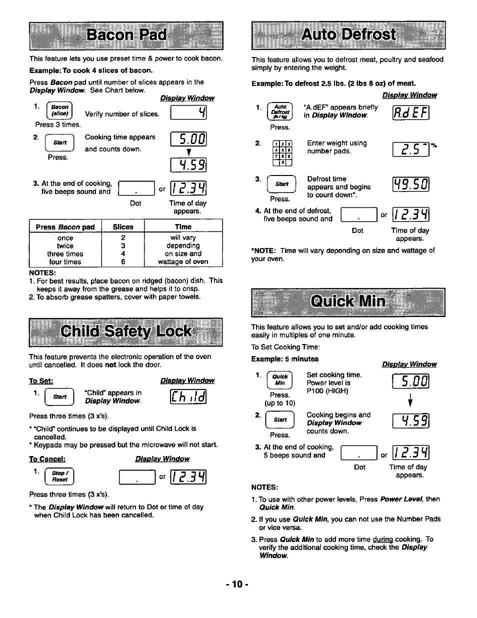 Odef, Baconiisi, Г.з4 | Child, Mmdifm | Panasonic THE GENIUS PREMIER NN-S569 User Manual | Page 12 / 20