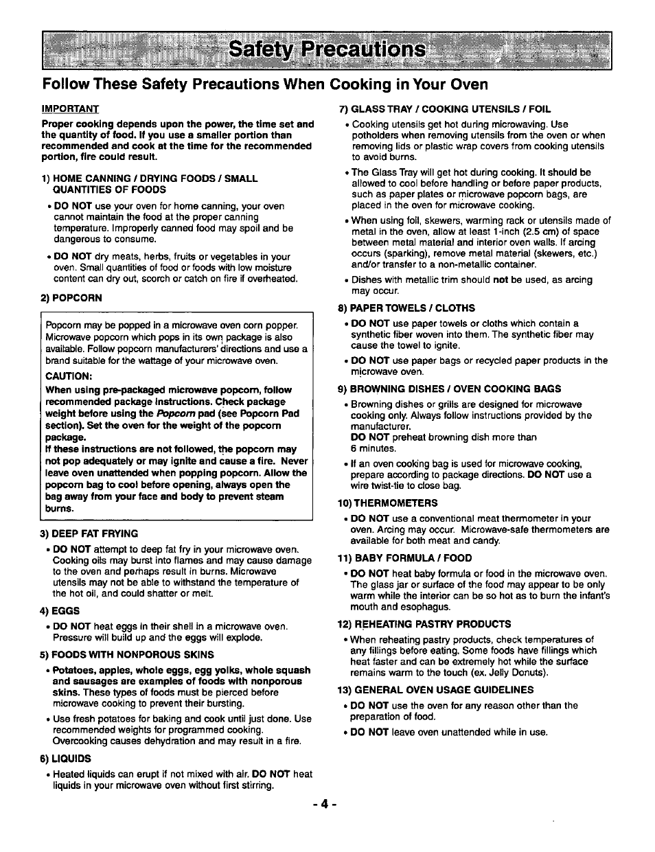 F'r^^utions | Panasonic THE GENIUS PREMIER NN-S569 User Manual | Page 6 / 20
