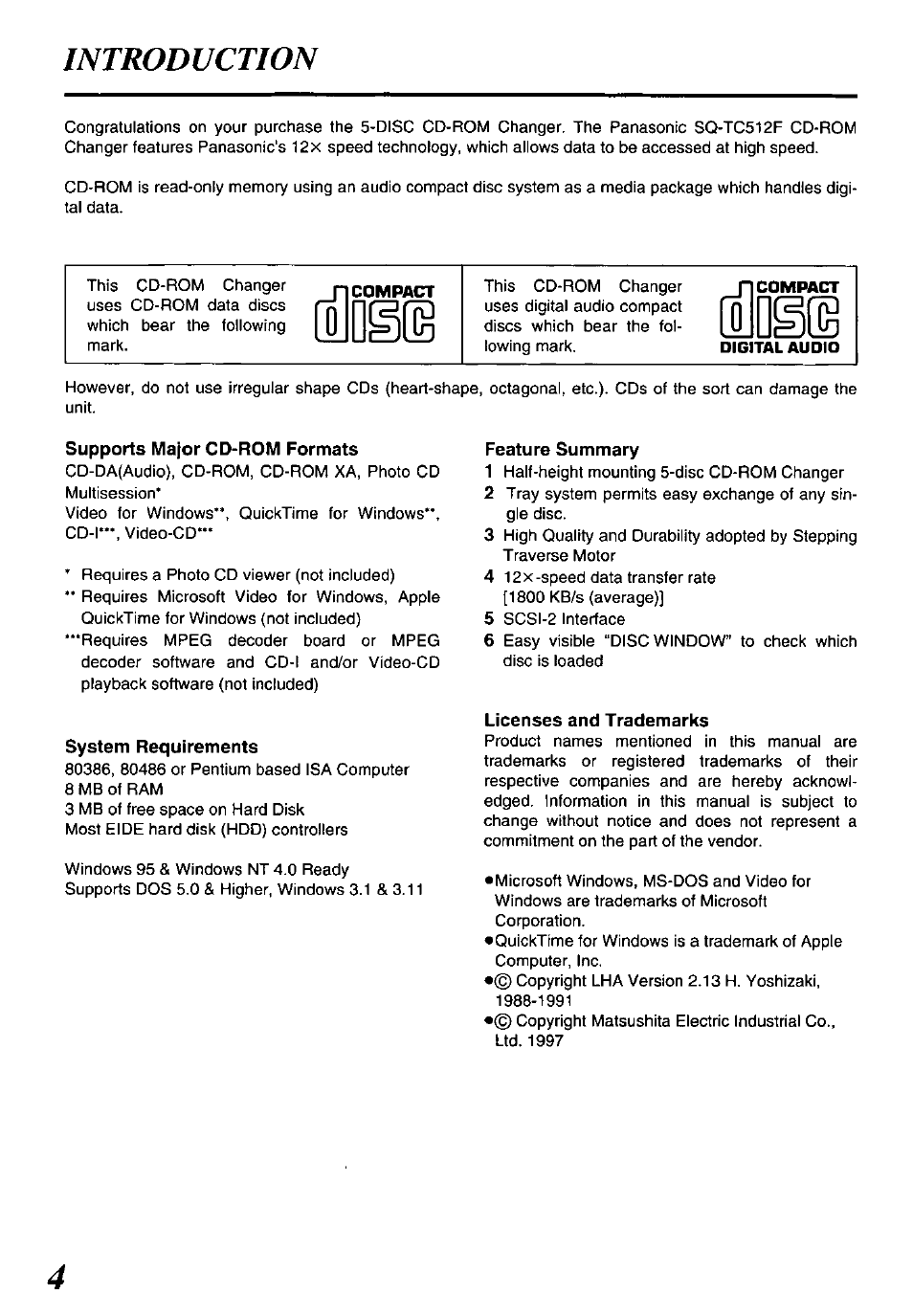 Introduction | Panasonic SQ-TC512F User Manual | Page 4 / 12