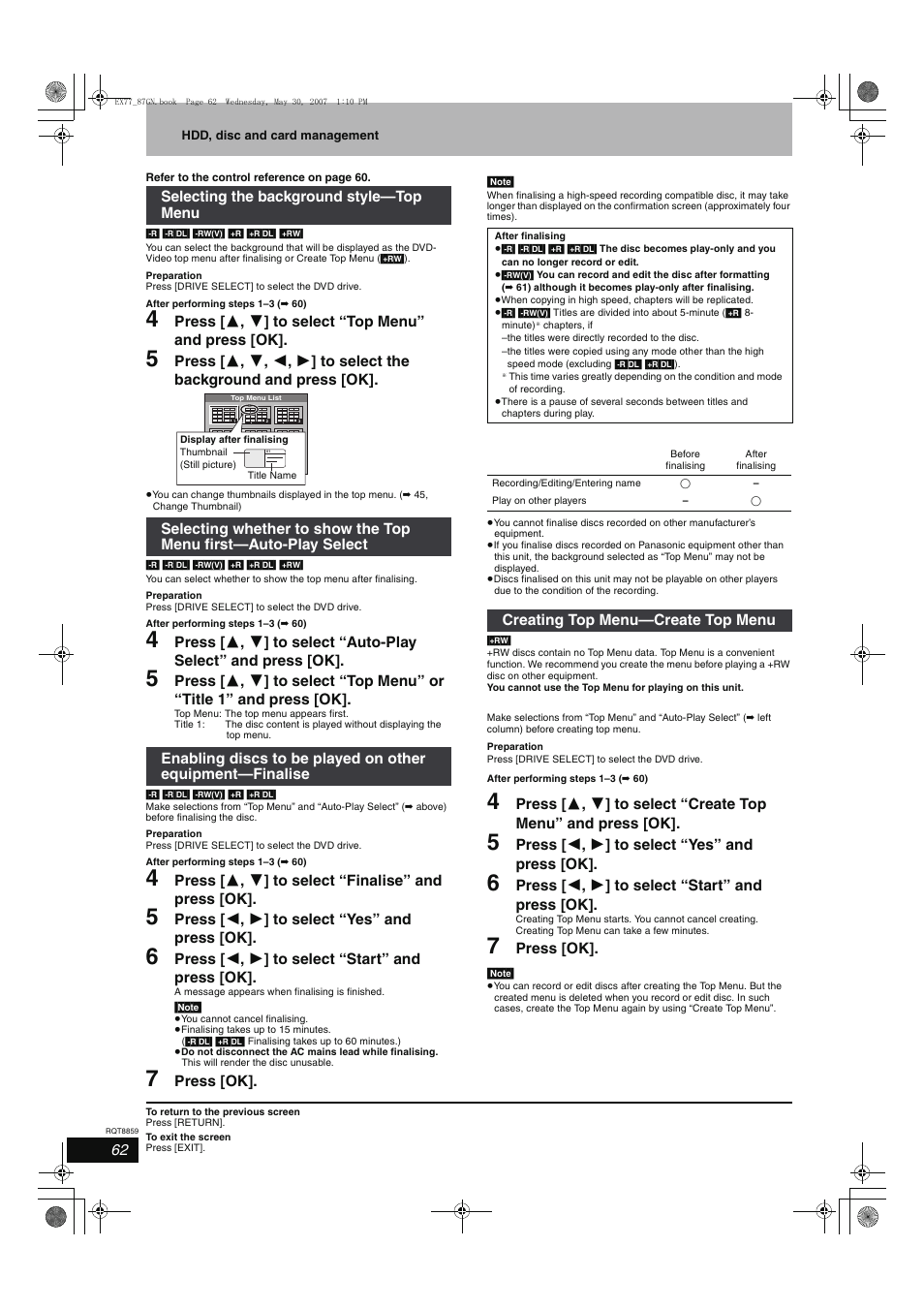 Panasonic DMR-EX77 User Manual | Page 62 / 88