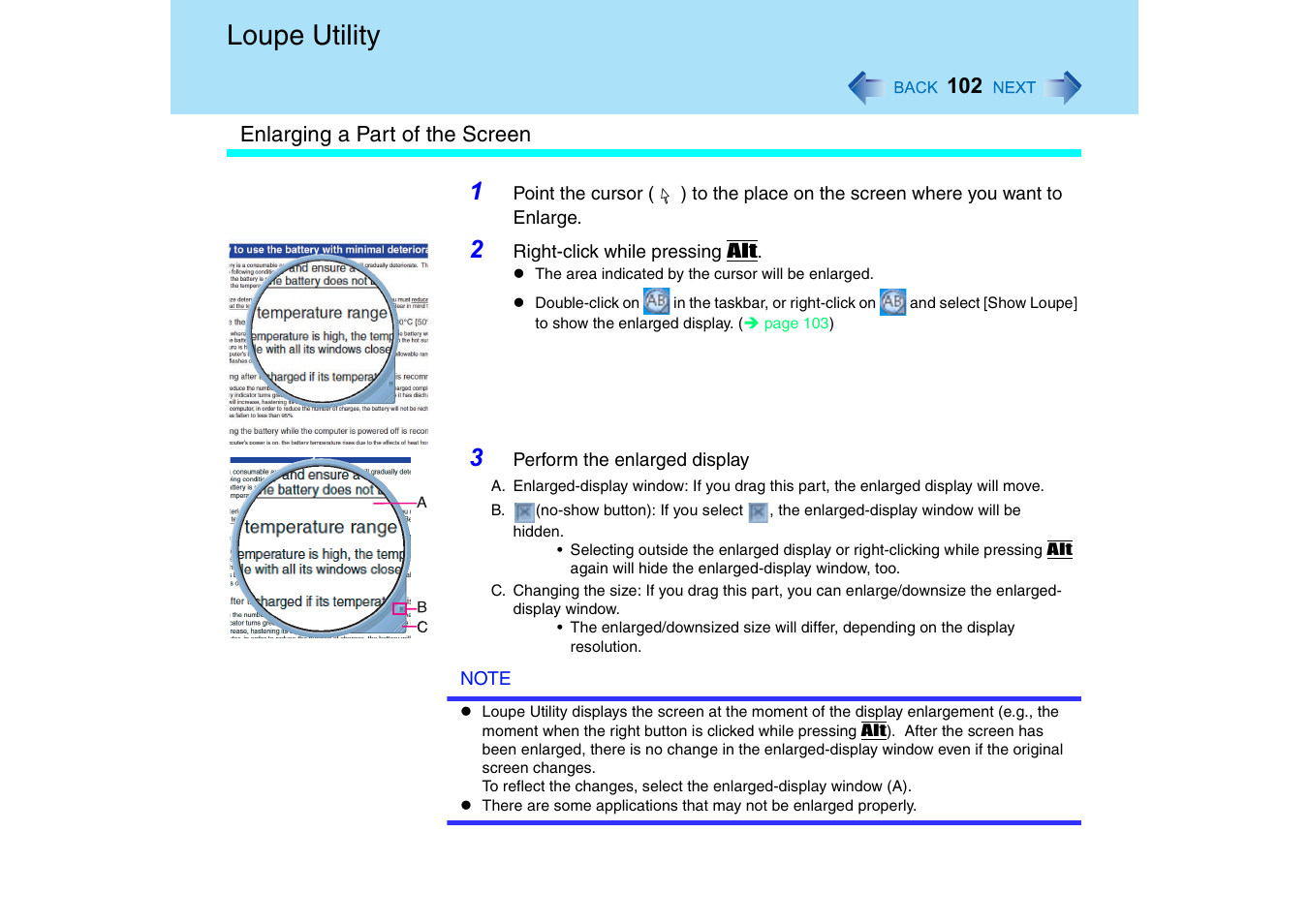 Loupe utility | Panasonic CF-18 User Manual | Page 102 / 130