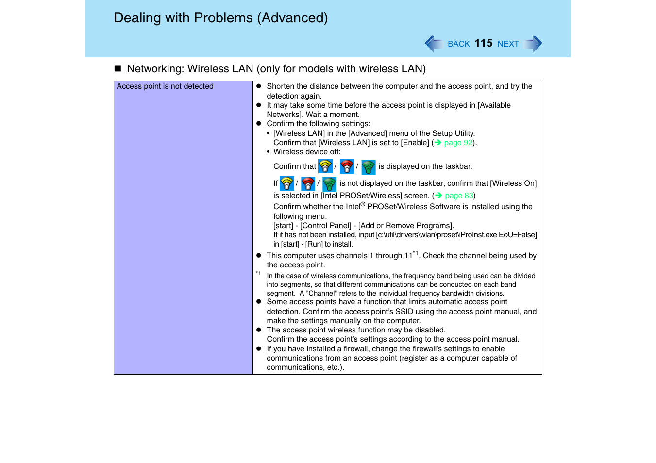 Dealing with problems (advanced) | Panasonic CF-18 User Manual | Page 115 / 130