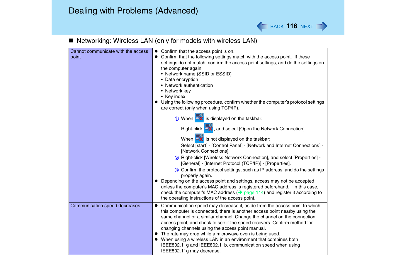 Dealing with problems (advanced) | Panasonic CF-18 User Manual | Page 116 / 130