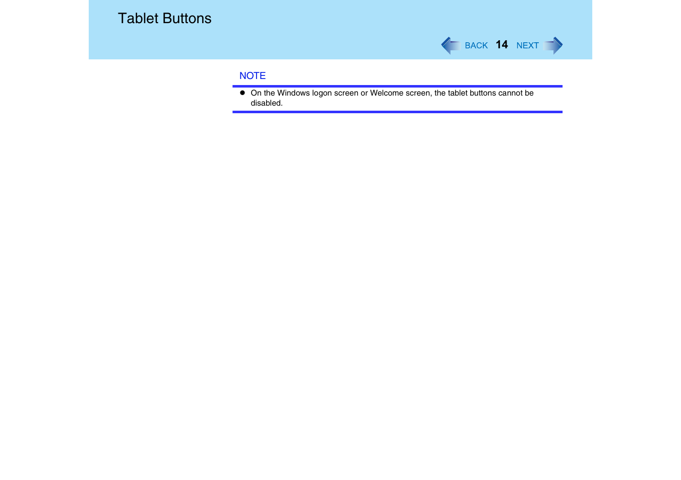 Tablet buttons | Panasonic CF-18 User Manual | Page 14 / 130
