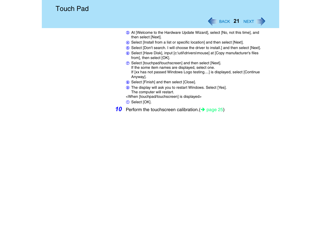 Touch pad | Panasonic CF-18 User Manual | Page 21 / 130